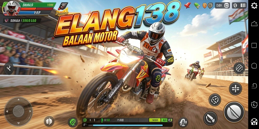 Tampilan gameplay ELANG138 saat melaju di lintasan balap yang seru.
