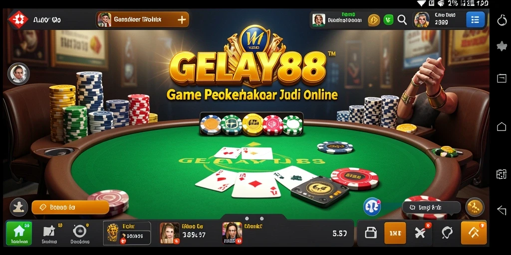 Tangkapan layar gameplay GELAY88 menunjukkan suasana permainan poker yang mendebarkan.