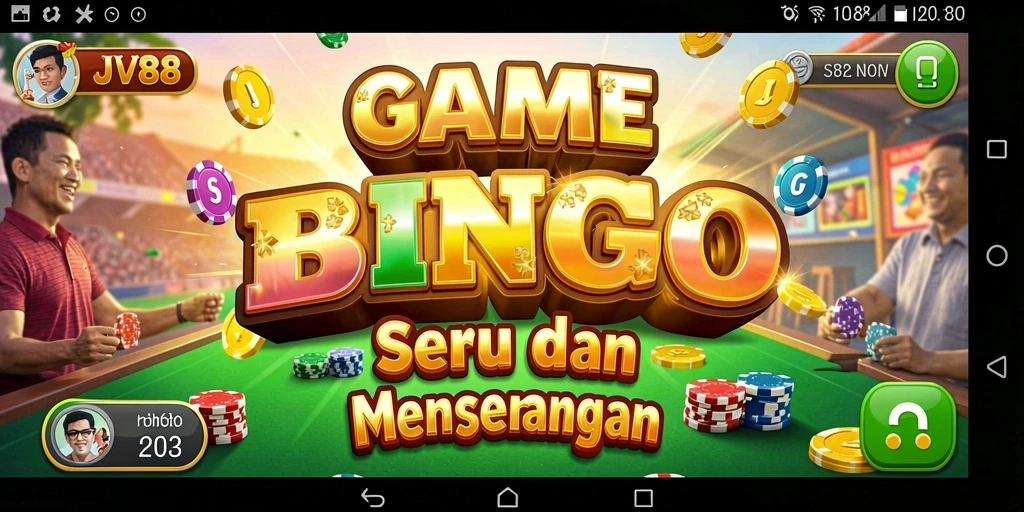 Tangkapan layar utama JV88 menunjukkan suasana seru permainan Bingo.