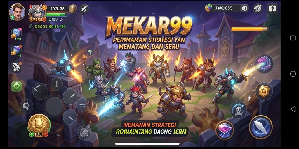 Tampilan gameplay strategi yang mendebarkan di MEKAR99.