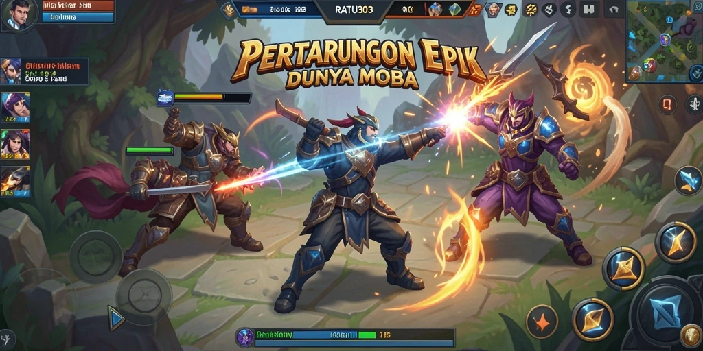 Screenshot menampilkan aksi seru gameplay MOBA Ratu303.