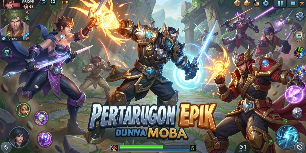 Tampilan aksi seru permainan MOBA dalam RP62RP.