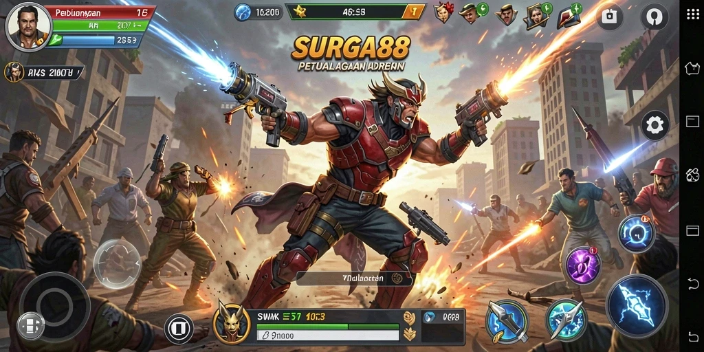 Tampilan gameplay seru dan penuh aksi dalam SURGA88.
